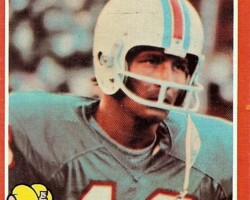 Shown here in his Miami Dolphins uniform, Jake later played for the Washington Redskins, a team his Dolphins beat in the 1972 Super Bowl when Jake was selected the MVP.