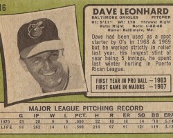 The article went on to read, Dave was a high school teacher when by chance he met a scout for the Baltimore Orioles who convinced him to spend his summer pitching in the minor league. Later Dave was in the National Guard early in his MLB career and his Maryland Air National Guard unit was called in to keep peace after the assassination of Dr. Martin Luther King.