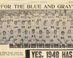 The 1948 Washington-Lee football team.  Biff is shown in the back row, far left.