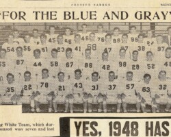 The 1948 Washington-Lee football team. Biff is shown in the back row, far left.