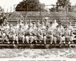 The 1949 State Champions. Biff is seated in the front row, far right.