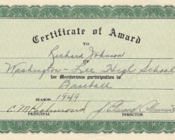 Another fun addition since this Award Certificate, from Washington-Lee to Biff, is signed by J. Elwood Clements, a former sheriff in Arlington County.