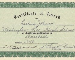 Another fun addition since this Award Certificate, from Washington-Lee to Biff, is signed by J. Elwood Clements, a former sheriff in Arlington County.