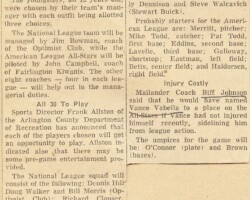 This 1953 article mentions Arlington Little League was in its second year and was hosting its first All-Star game. It also mentions the name Oliver Eastman (not Easterman) as the earlier picture read on the back. He must have been good regardless of the spelling because he's listed as a probable starter in the All-Star game.