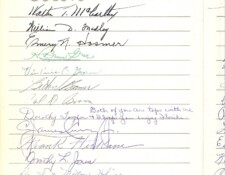 First page of the guest book at Fritz's retirement party.