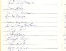 Third page of the guest book at Fritz's retirement party.