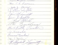 Fourth page of the guest book at Fritz's retirement party.