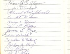 Fifth page of the guest book at Fritz's retirement party.