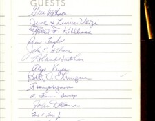 Sixth page of the guest book at Fritz's retirement party.