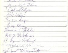 Seventh page of the guest book at Fritz's retirement party.