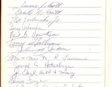 Ninth page of the guest book at Fritz's retirement party.