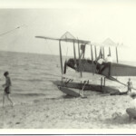 Marcey bi-plane about to take off from Arlington Beach, 1918 (AHS 0323)