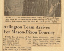1958 Arlington All-Stars article featuring Les Whittington, the son of legendary Little League coach Bert Whittington