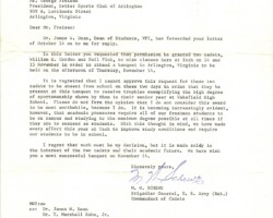1963 General's reply letter to the Better Sports Club.