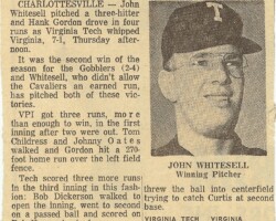 1967 Virginia Tech defeating UVA article featuring Johnny Oates and Hank.