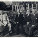 State Representative Frank Ball and the Marcey Brothers (l to r) Ball Phillip Marcey, John Marcey, and George Marcey at the 50th Anniversary celebration of the first Arlington Courthouse in 1948.