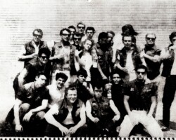 1966 cir Rare photo of The Avengers all together and wearing their custom made Avengers jackets with nicknames and the motorcycle rider 1% term stitched on the front. Wayne near back center.