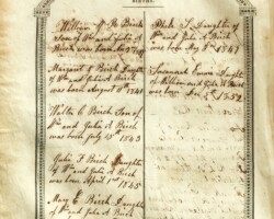 A page from Margaret Johanna Birch Veitch's bible. She was a daughter of William J.R. Birch and Julia A. Shreve Birch. William lived his 100 years in the Ballston area.