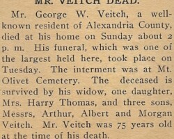 The obituary of George Washington Veitch.