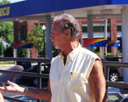 2016 Wayne, on the 50th anniversary, explaining to a small crowd the details of Arlington's infamous Gang War on the very spot where he was located that evening.
